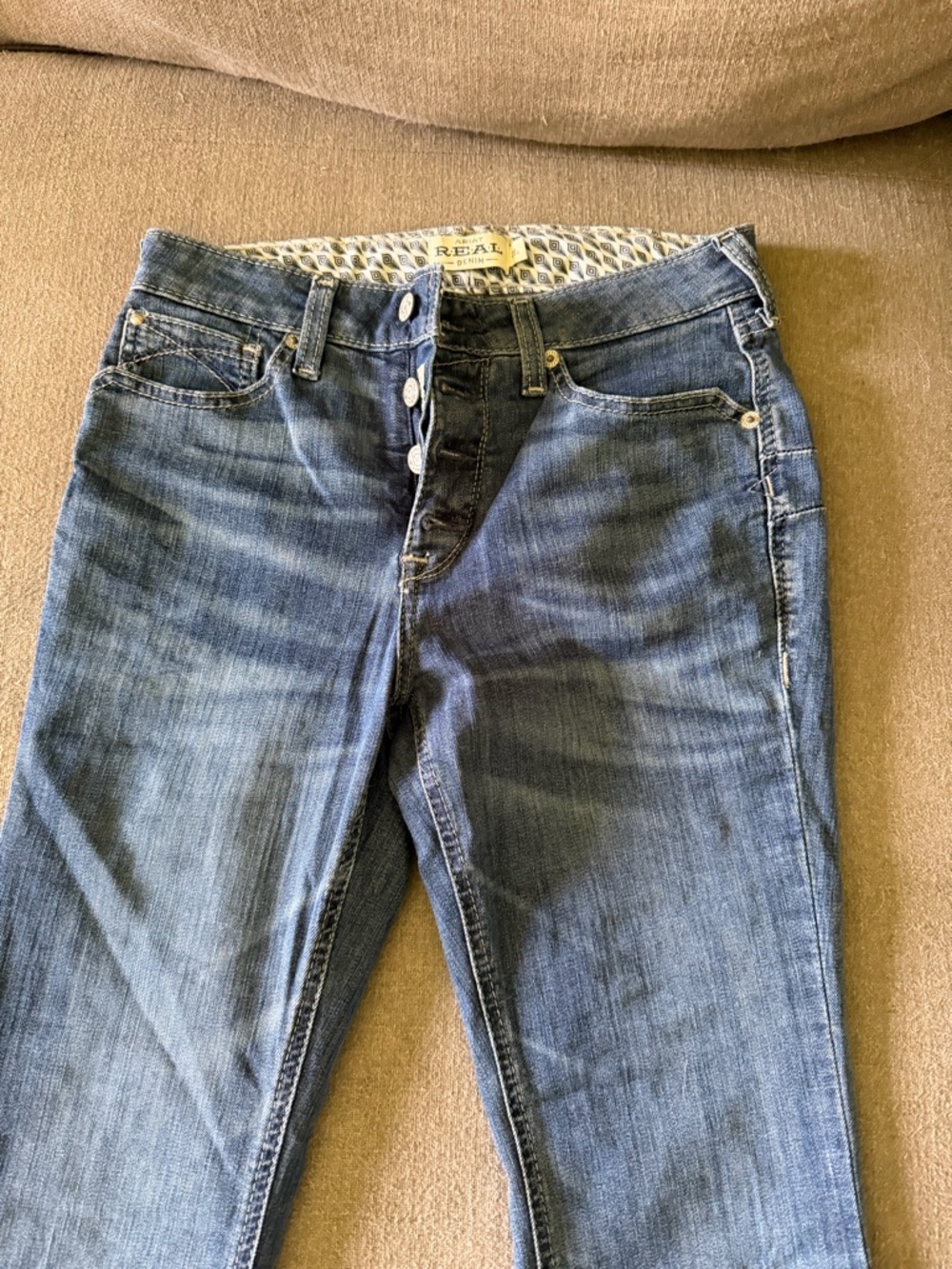 Ariat Blue Flared Jeans with Raw Hem - Picture 2 of 10
